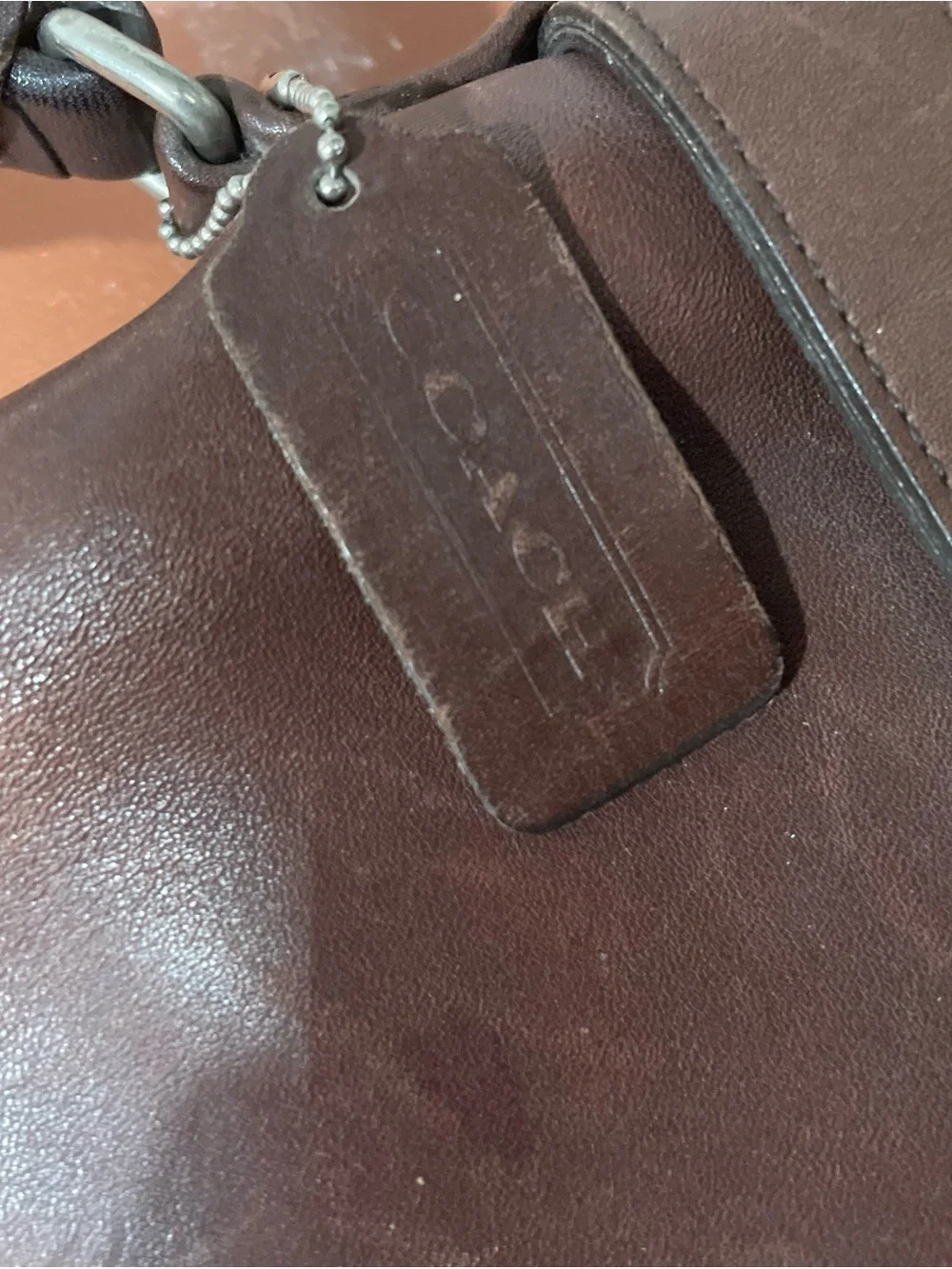 Coach Men's Dark Brown Leather Briefcase with Embossed Logo